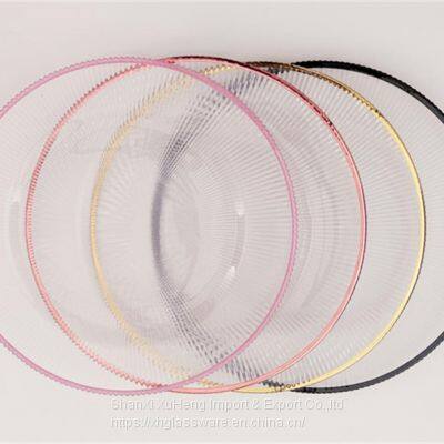 Wholesale Banquet Wedding Gold Silver Rimmed Glass Charger Plate photo-5