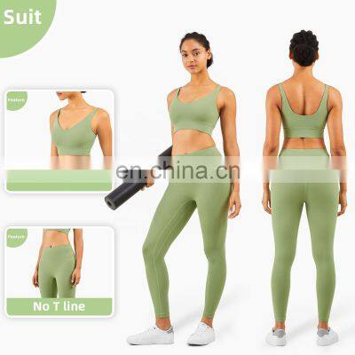 LOLOLULU Private Label Women Gym Yoga Bra V Neck Tank Top Fitness Athletic Clothes