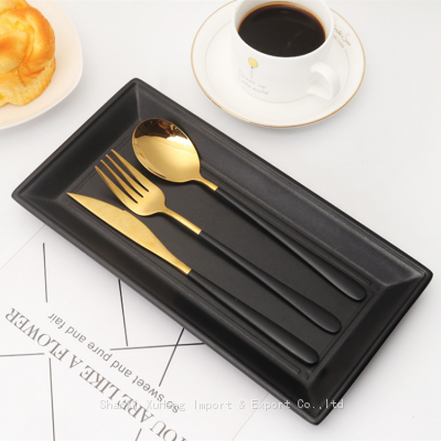 Set of 3 Pieces Black And Gold Colorful Flatware Stainless Steel Cutlery Set With Gift Box