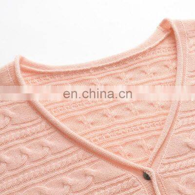 Lady's Eco-friendly V Neck Knitted Oversized 100% Cashmere Cardigan Button Front Back Logo Solid Pattern Casual Autumn Style photo-3