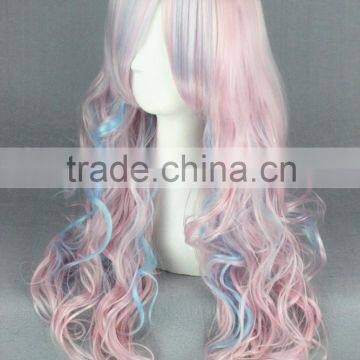 High Quality 70cm Long Wave Beautiful Lolita Wig Color Mixed Synthetic Anime Cosplay Hair Wig Party Wig photo-3