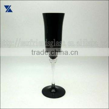 handmade black glass champagne flute