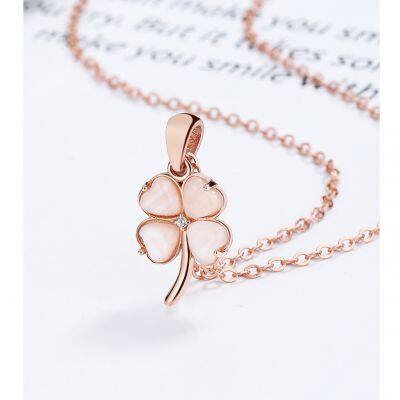 Premium Natural Opal Clover Necklace Four-Leaf Shamrock Pendant Women's Lucky Jewelry for Daily Wear and Celebration