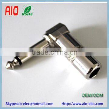 Microphone connector Right Angle 6.35mm 1/4 Inch mono Male Plug