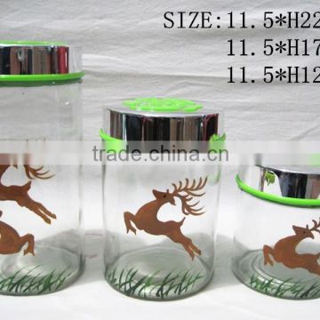 Hand-painted glass jar H1162-A