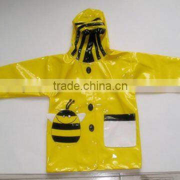 PU Cute Kids Yellow Raincoat For Sale