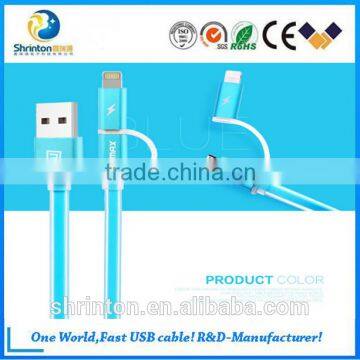 REMAX high quality 2in1 Double-Sided USB Charger Data Sync Cable For Iphone 6 5S Samsung
