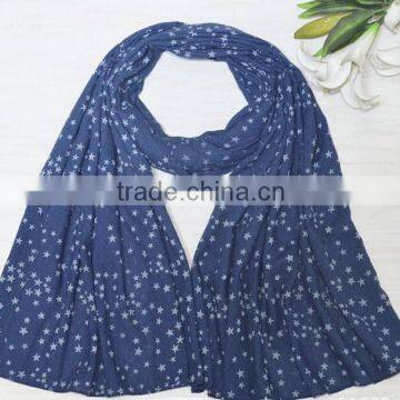 Wholesale Fall Winter Women Fashion Star Printed Cotton Rayon Scarf