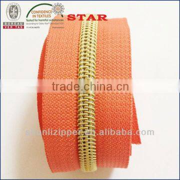 golden/silver nylon zipper long chain