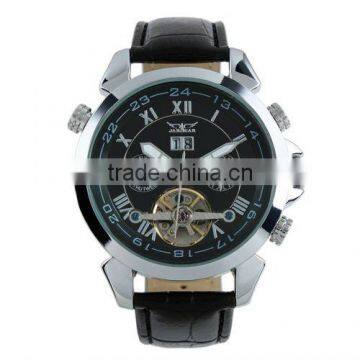 Jargar Men Gent Black Tourbillon Date Aviator Automatic Mechanical Watch WM181