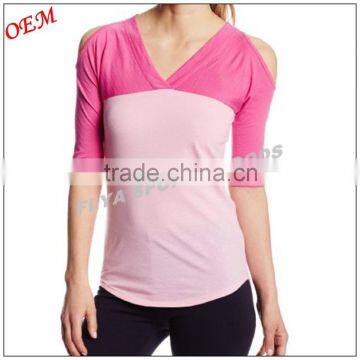 50% Cotton/50% Polyester Athletic Classic Yoga Wear Fitness Women's Yoga T-shirt