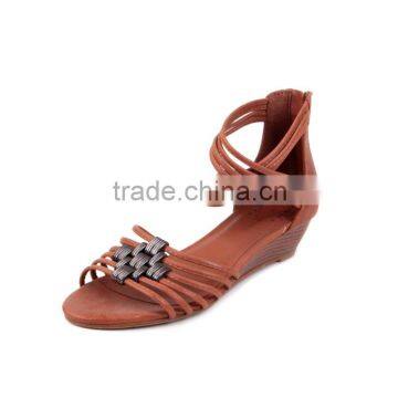Wholesale hot selling PU/TPR sole open toe sexy new wedges lady sandals shoes pretty sandal