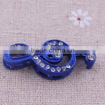 Blue music symbol crystal rhinestone connector charms ! alloy silver Connector decoration bracelet wholesales!!