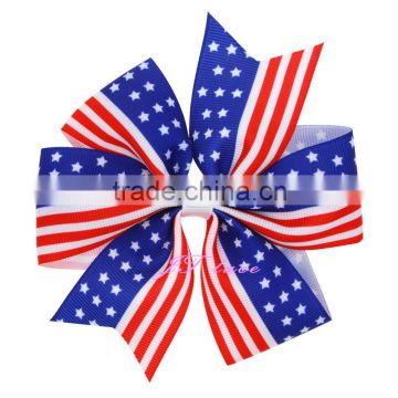 Fourth Of July Hair Bow - Hair Bow- Red White Blue Hair Bow- Patriotic Hair Bow- Independence Day Hair Bow-Hair Bow Clip-Holiday