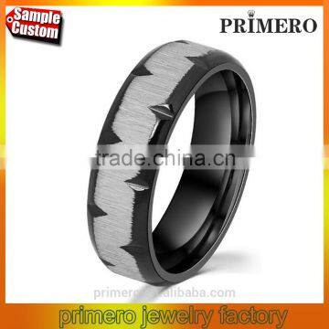 6MM Wedding Black Brushed Matte Finish Beveled Edges Comfort Fit Never Fade Men's Ring