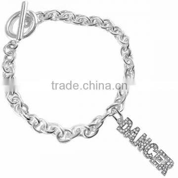 Genuine Austrian Clear Crystal "Dancer" Charm Chain Link Bracelet photo-3