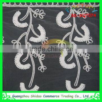 wholesale cheap latest indian decorative embroidery 3D patterned chiffon silk fabric for curtains and dress