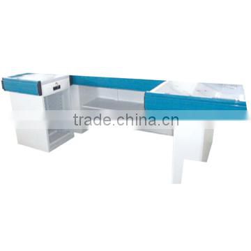 Hot selling new design cashier stand for supermarket, used supermarket cashier table for sale JS-CC01