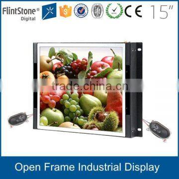 Flintstone open frame 15 inch security lcd display monitor with metal case