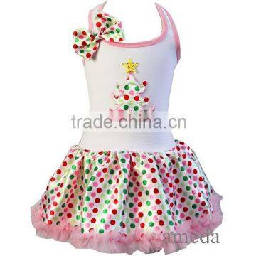 Baby Xmas Lovely Tree Colorful Polka Dots Petti Pettiskirt Tutu Party Dress