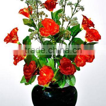 Very best sale LED Fiber optic rose Flowers in Red color /LED fiber optic flower light in different style with CE