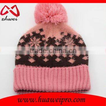 Trendy Animal Fur Ball Hat Fluffy Raccoon Pom Poms Knit Hat Jacquard Beanies photo-4