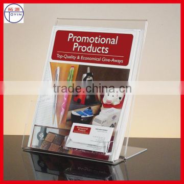 W-shaped Acrylic POS Display Stand with name card,Acrylic Brochure Holder with black base