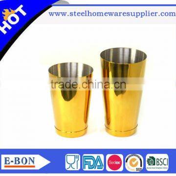 High quality stainless steel gold plating boston cocktail shaker set