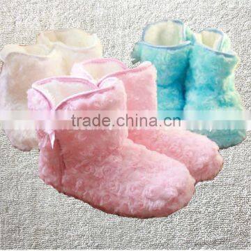 Candy color rose velvet ribbon hemming autumn and winter thermal at home boots