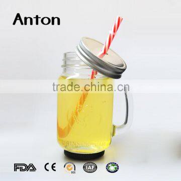 380ml Screw Top Lid Engraving Glass Mason Jars With Handles photo-4