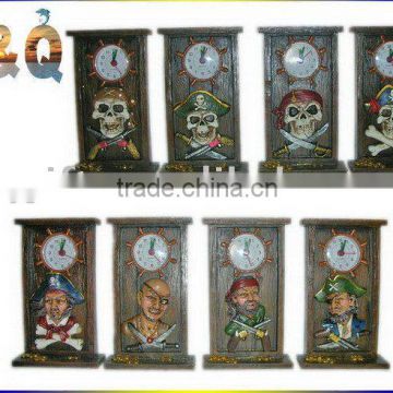 Polyresin pirate table clock