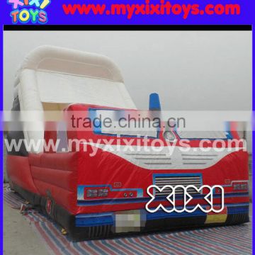 XIXI inflatable jumping fire truck slide