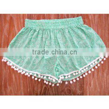 Cotton Shorts With Pom Pom Lace