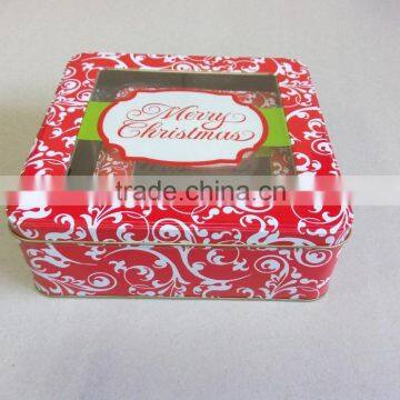 Santa square cookie tin set of 3