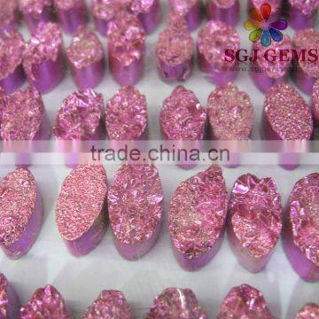 13x18mm Pink Drusy Quartz Oval Cabochon