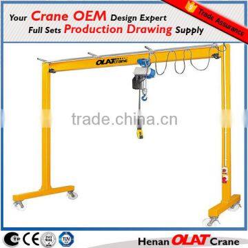 Small capacity portable gantry crane with wheels