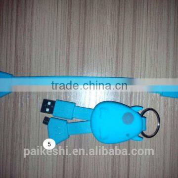 Cheapest silicon mini universal ox head 2 in 1 USB cables/cute gift