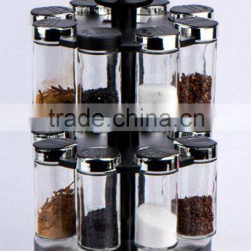 TW1030 16pcs glass spice jar set with plastic stand