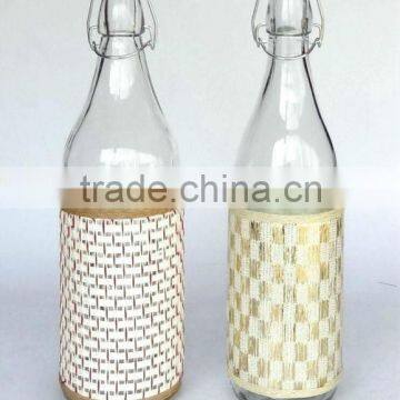 CCP434SB2 glass water bottle with weaved coating