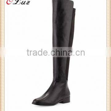 O6 Wholesale Fashion Winter Ladies Knee High Long Boots Calf Skin and Fine Elastic Leather Ladies Boots photo-3