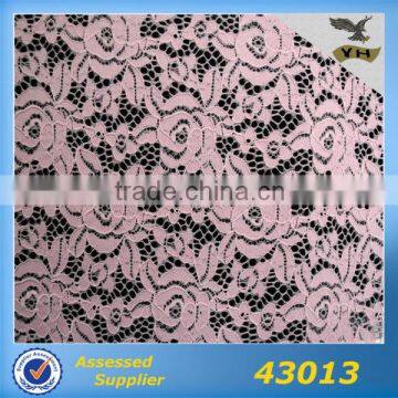 Good quality pink embroidery fabric lace for lady dress hot selling heavy chemical nylon fabric