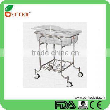 Deluxe Stainless Steel Acrylic Baby Crib With Basket