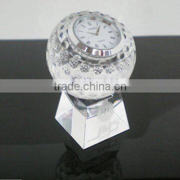 Optical Crystal Golf Desk Clock Awards/Business Gifts