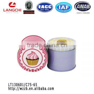 Food grade color printed round metal tin case with lid