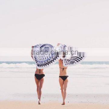 reactive printed Round Beach Towels mandala with tassels