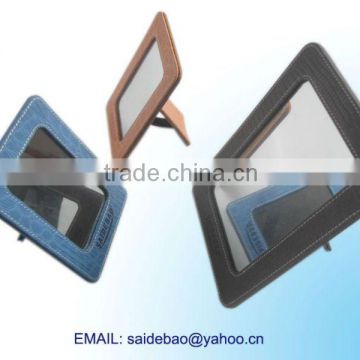 Cosmetic leather fram stand mirror,foldable leather cosmetic mirror,fashion leather cosmetic mirror,Customiz personalized mirror