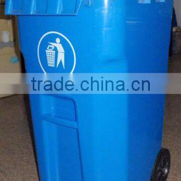 Plastic waste bin with wheels