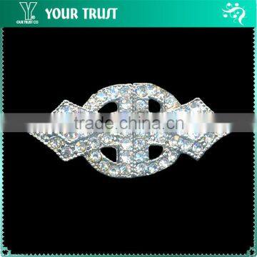 3MM 2MM Clear Crystal Garment Rhinestone Rhodium Metal Pair Buckle