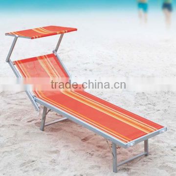 outdoor folding beach chair sunbed outdoor furniture aluminium teslin beach with sunshade