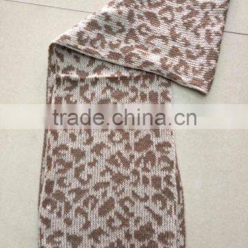 Stock Item unisex knitted jacquard long scarf without fringes